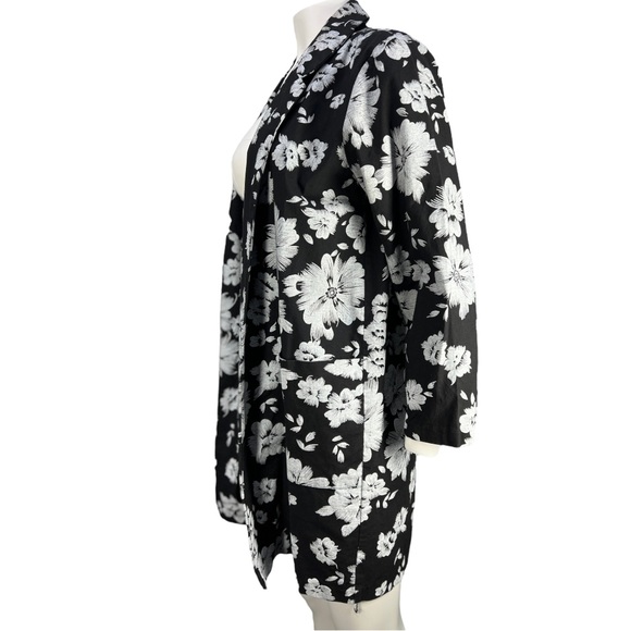 Vintage 80's/90's Black & White Floral FAST LANE California Open Jacket Sz M - Picture 7 of 12
